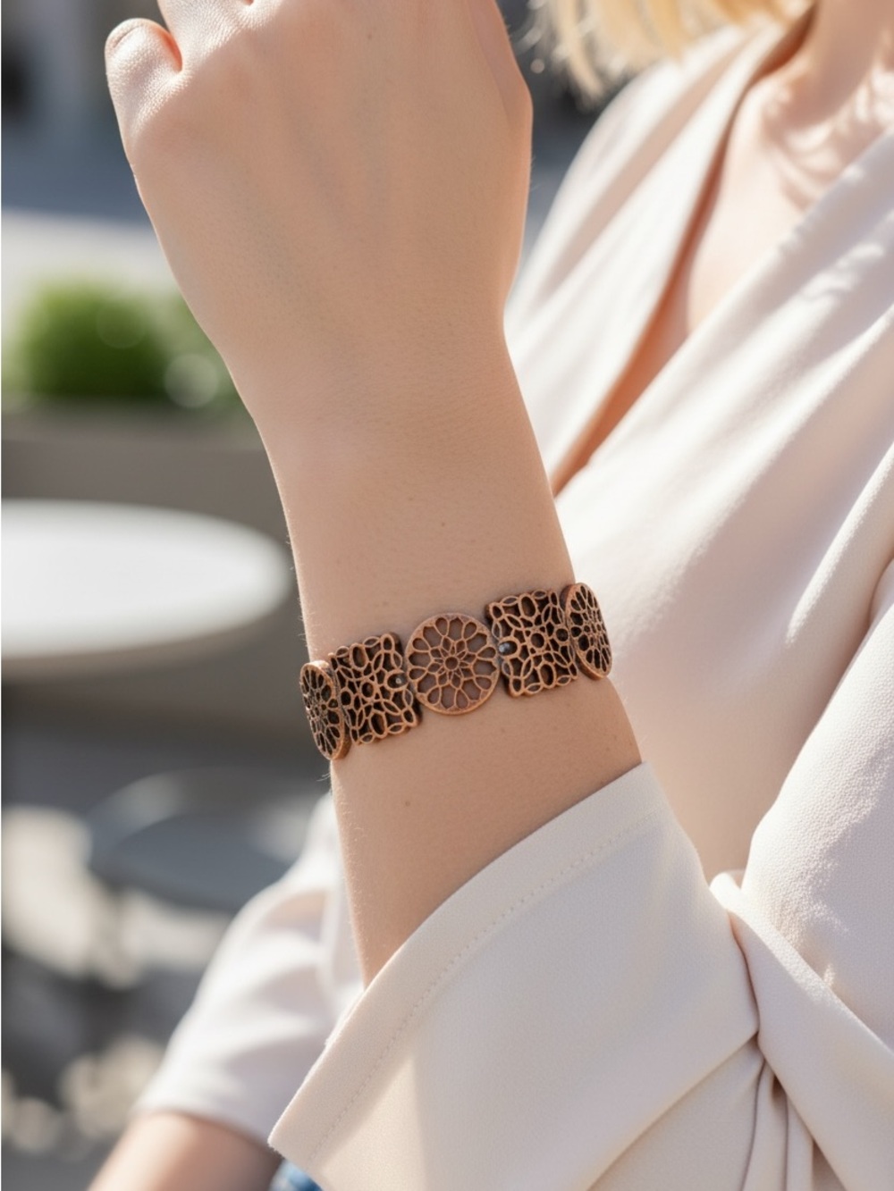 Vintage Filigree Copper Bracelet - Women Jewelry